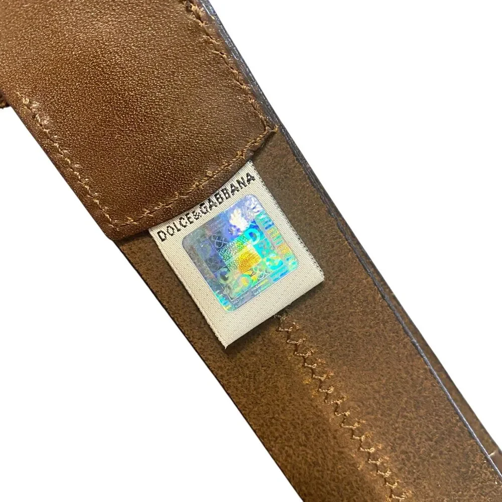 DOLCE &‎ GABBANA Italy Brown Leather Men’s Belt Double Holes